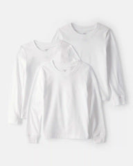 Boys 3-Pack Long-Sleeve Undershirts - White
