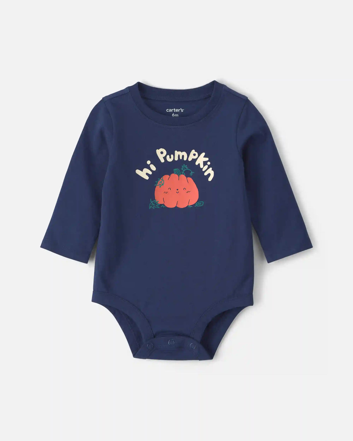 Baby Boy 'Hi Pumpkin' Long-Sleeve Graphic Bodysuit - Navy Blue