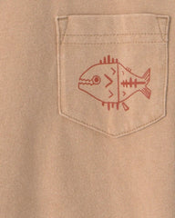 Toddler Boy Fish Pocket Tee - Brown