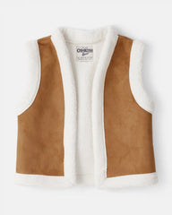 Girls Fleece Sleeveless Vest - Brown