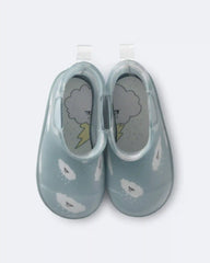 Toddler Rainboots in Rain Cloud Print - Pale Blue