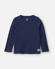 Toddler Boy Thermal Long-Sleeve Henley T-Shirt - Navy Blue