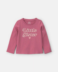 Toddler Girl 'Little Sister' Long-Sleeve Graphic Tee - Pink