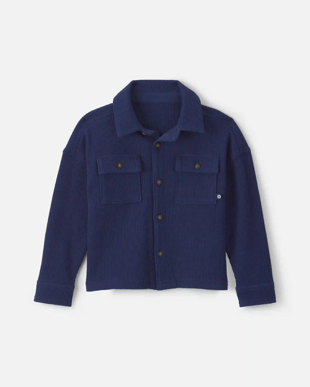 Toddler Boy Thermal Long-Sleeve Button-Down Shirt - Navy Blue
