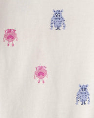 Baby Girl Monster Long-Sleeve Graphic Bodysuit - Cream