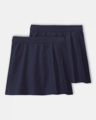 Girls 2-Pack Uniform Ponte Skort - Navy