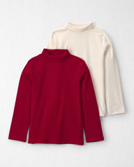 Girls 2-Pack Organic Cotton Ribbed Mock Neck Tops