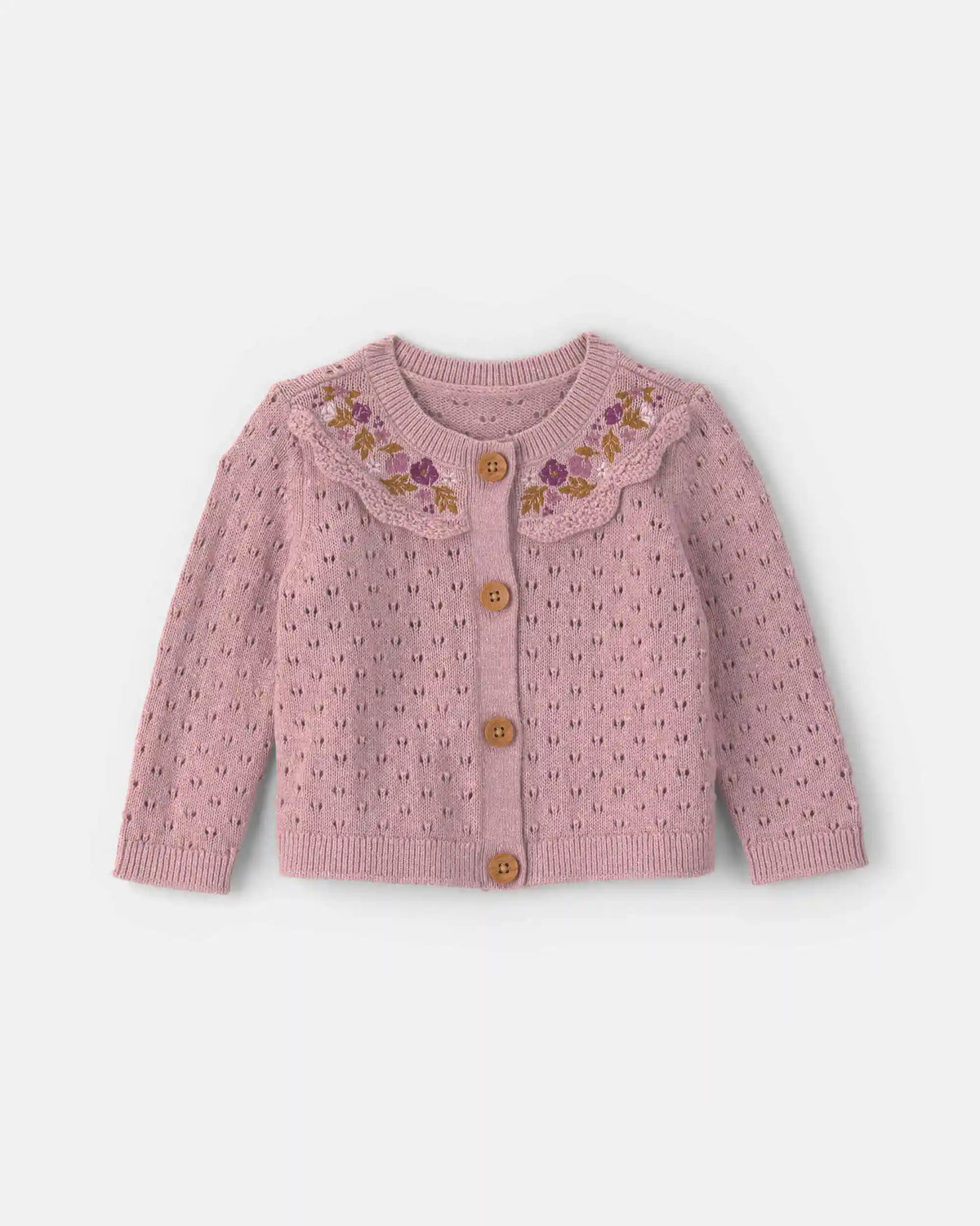 Baby Girl Floral Cardigan Sweater - Purple