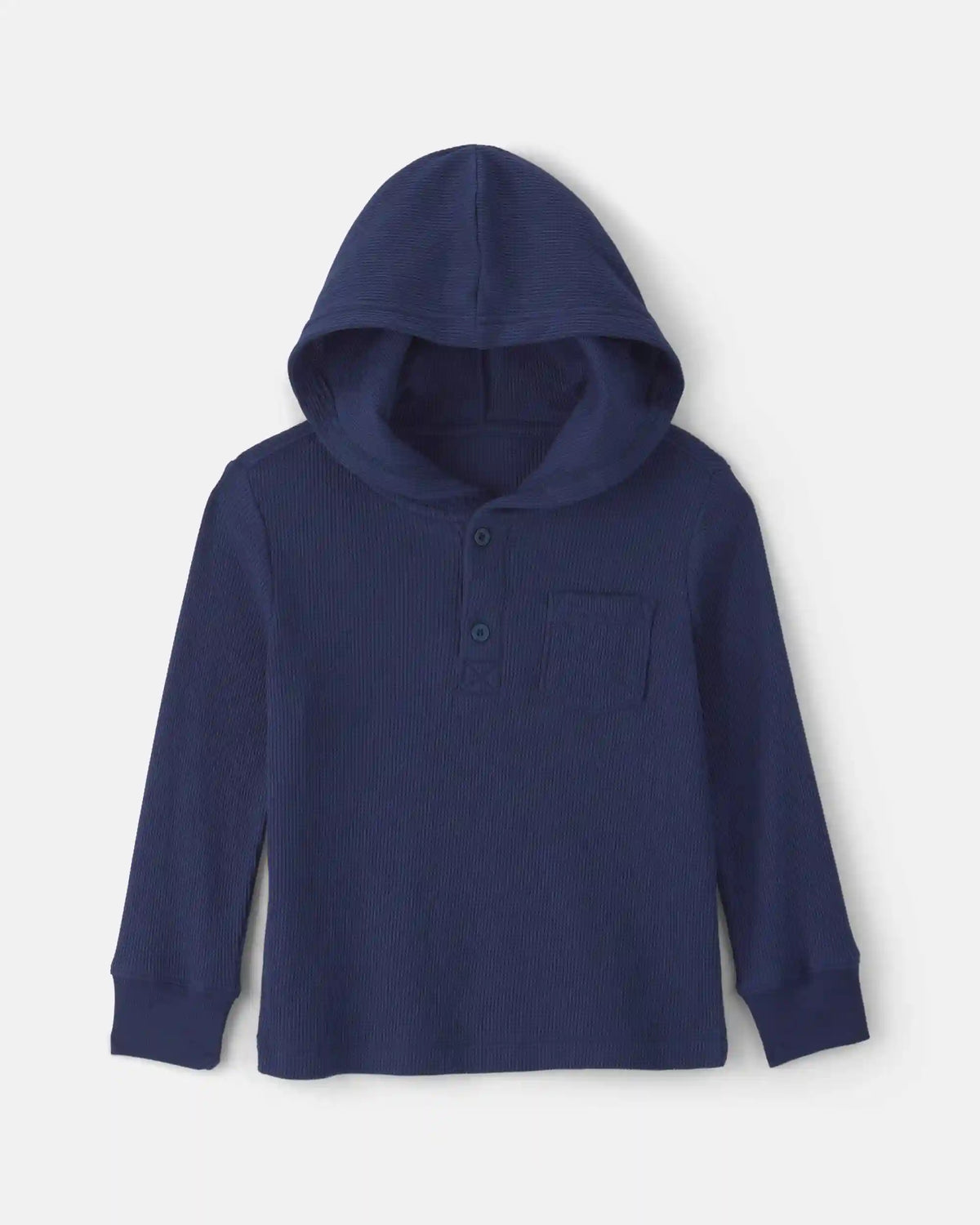 Toddler Boy Thermal Long-Sleeve Hoodie Top - Navy Blue