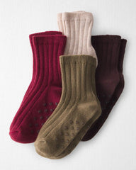 Toddler 4-Pack No-Slip Ankle Socks Made with Organic Cotton