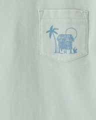 Toddler Boy Tropical Beach Pocket Tee - Mint Blue