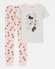 Girls Minnie Mouse Snug Fit Cotton 2-Piece Pajamas