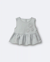 Toddler Girl Peplum Top in Floral Print - Light Blue