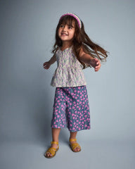 Toddler Girl Wide-Leg Pants in Wildflowers - Blue/Purple