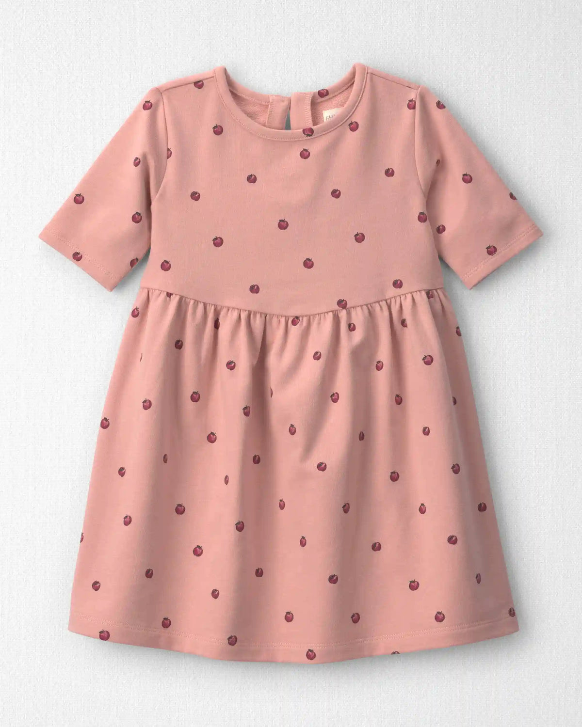 Toddler Girl Organic Cotton French Terry Dress in Apples