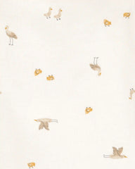 Baby 5-Pack Striped Birds Short-Sleeve Cotton Bodysuits - Ivory