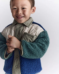 Toddler Boy Colorblock Sherpa Jacket - Blue/Cream