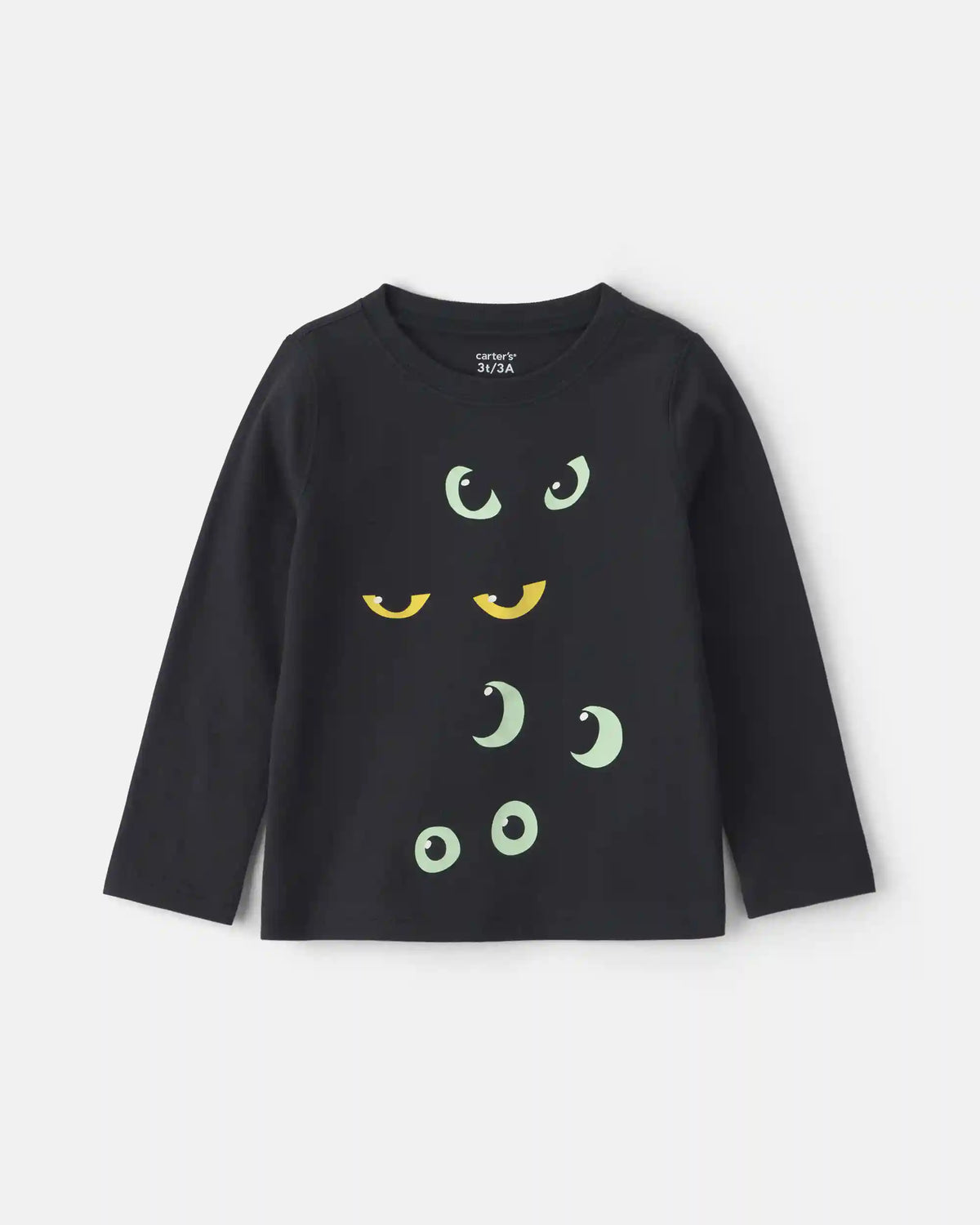 Toddler Halloween Eyes Long-Sleeve Graphic Tee - Black