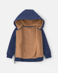 Toddler Boy Fleece Zip-Up Jacket - Navy Blue
