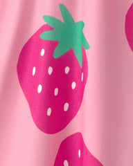 Toddler Girl Strawberry Swim Dress Coverup - Pink