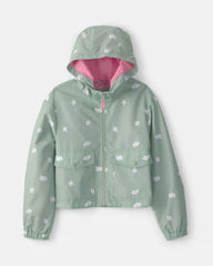 Girls Floral Windbreaker - Green