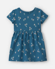 Toddler Girl Floral Short-Sleeve Dress - Navy Blue