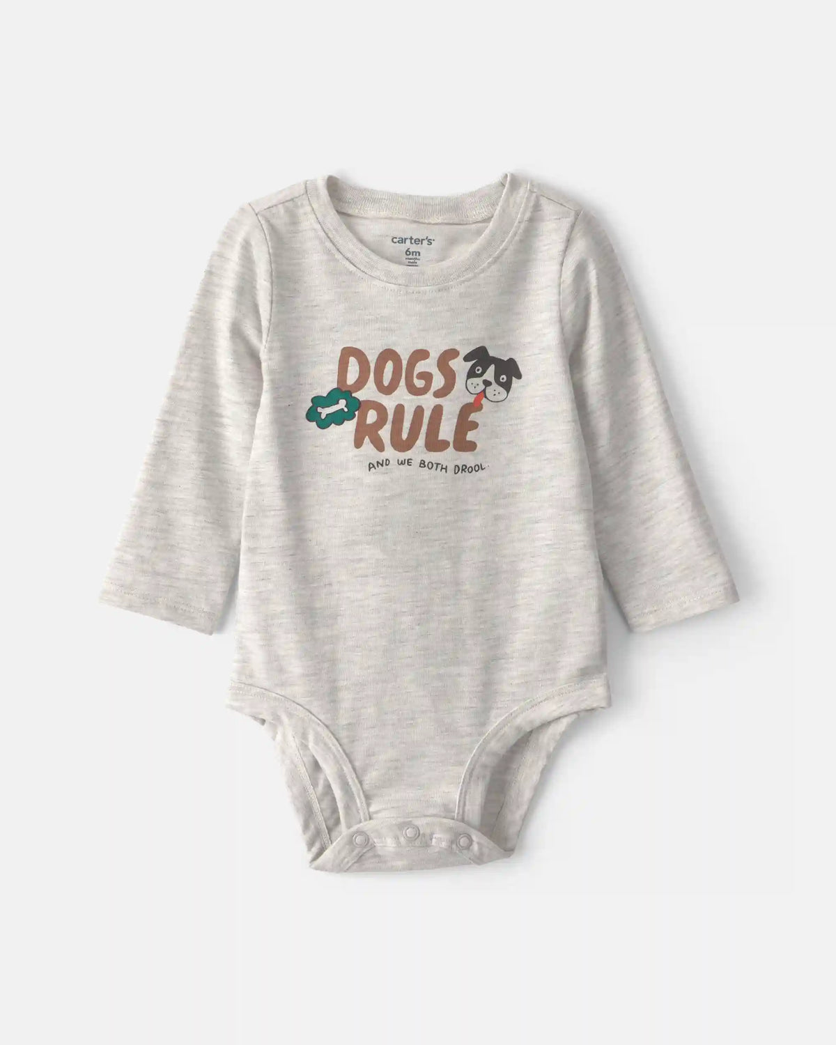 Baby 'Dogs Rule' Long-Sleeve Graphic Bodysuit - Grey