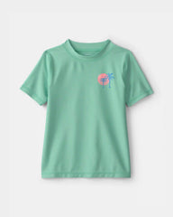 Boys 2-Piece Palm Tree Rashguard & Swim Trunk Set - Green