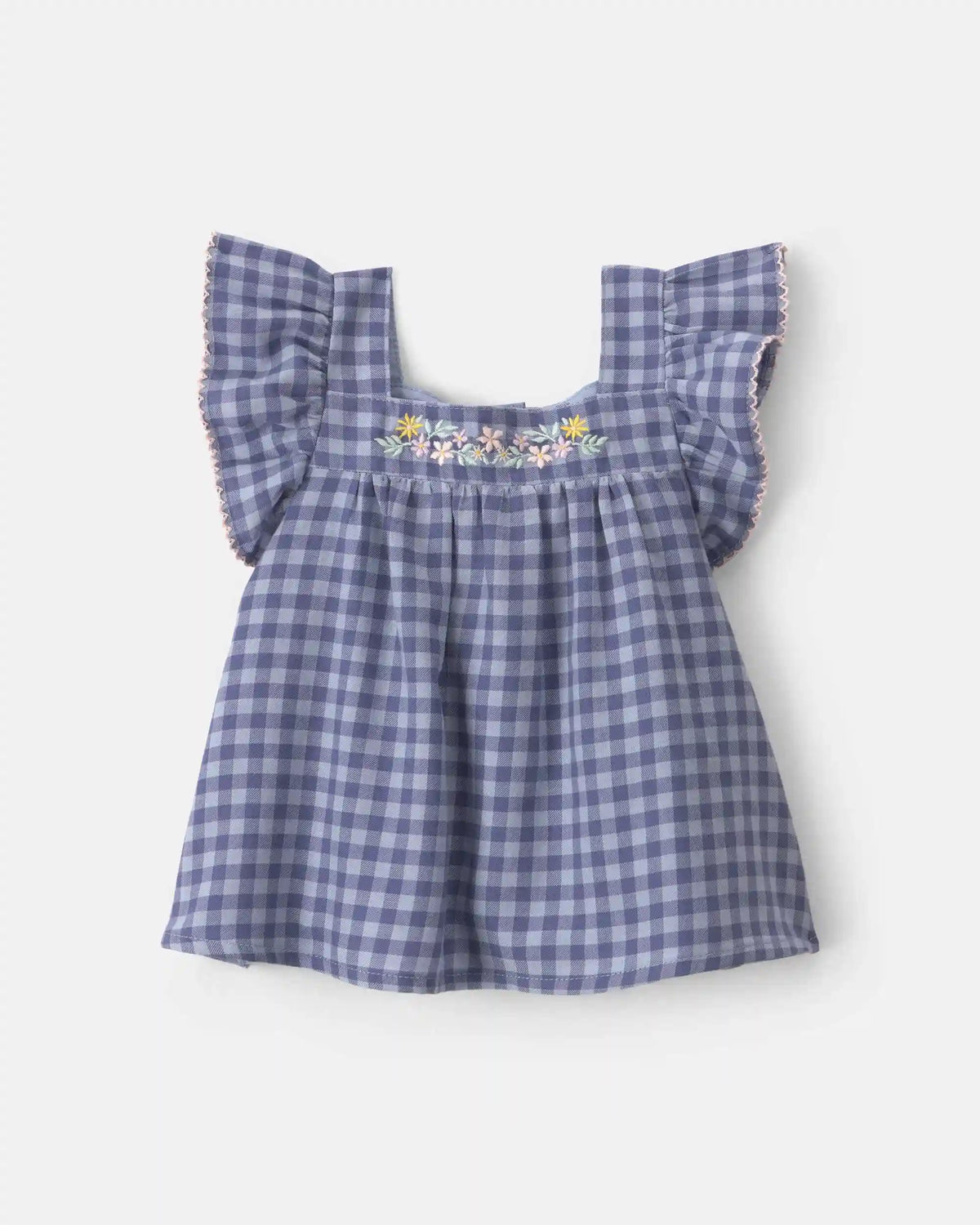 Baby Girl Gingham Twill Top - Blue