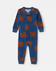 Baby Boy 1-Piece Bear 2-Way Zip DreamPlush Snug Fit Pajama - Navy Blue