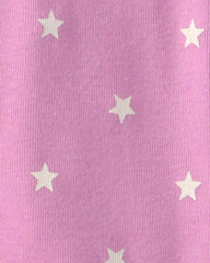 Toddler Girl Cat 100% Cotton Short-Sleeve Snug Fit 4-Piece Pajama Set - Purple/Blue