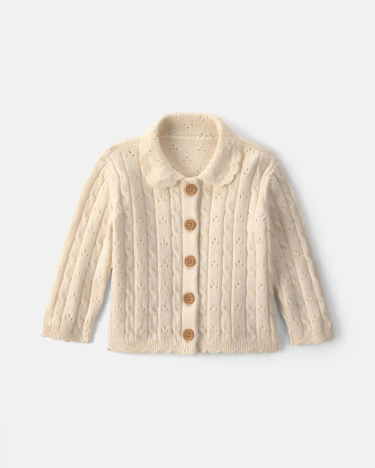 Baby Girl Fair Isle Cardigan Sweater - Cream