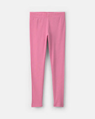 Girls Pull-On Stretch Rib Leggings - Pink