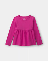 Toddler Girl Long-Sleeve Peplum Top - Pink