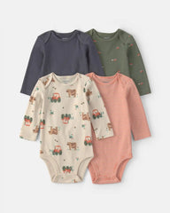 Baby Boy 4-Pack Farm Long-Sleeve Bodysuits
