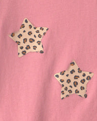 Girls Cheetah Star Long-Sleeve Graphic Tee - Pink