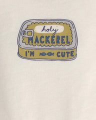 Baby Boy 'Holy Mackerel I'm Cute' Long-Sleeve Graphic Bodysuit - Cream