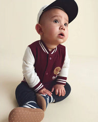 Baby Boy 3-Piece 'Go Team' Football French Terry Layering Set - Maroon