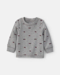 Baby Boy 2-Piece Holiday Corduroy Long-Sleeve Overall Set - Burgundy/Grey