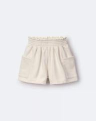 Toddler Girl Fleece Swing Shorts with Pockets - Cream
