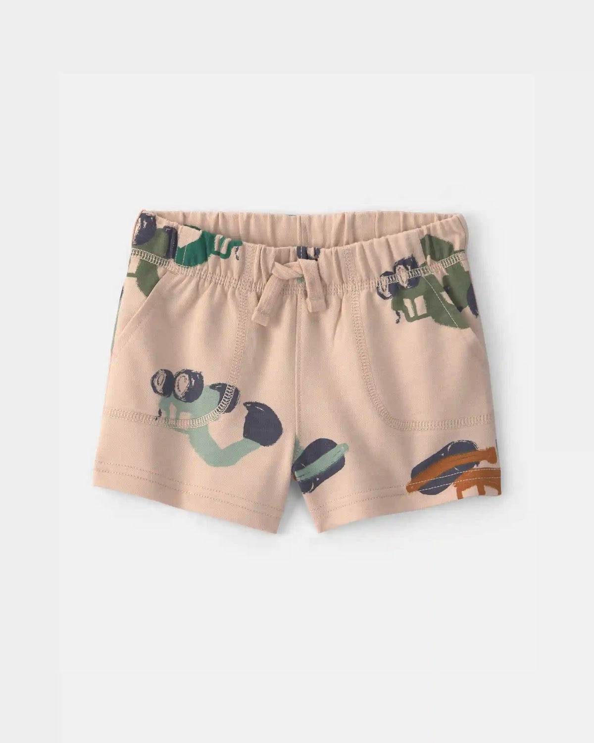 Baby Boy Construction French Terry Shorts - Tan