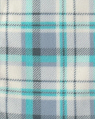 Boys Plaid Fleece Long-Sleeve Button-Down Shirt - Blue