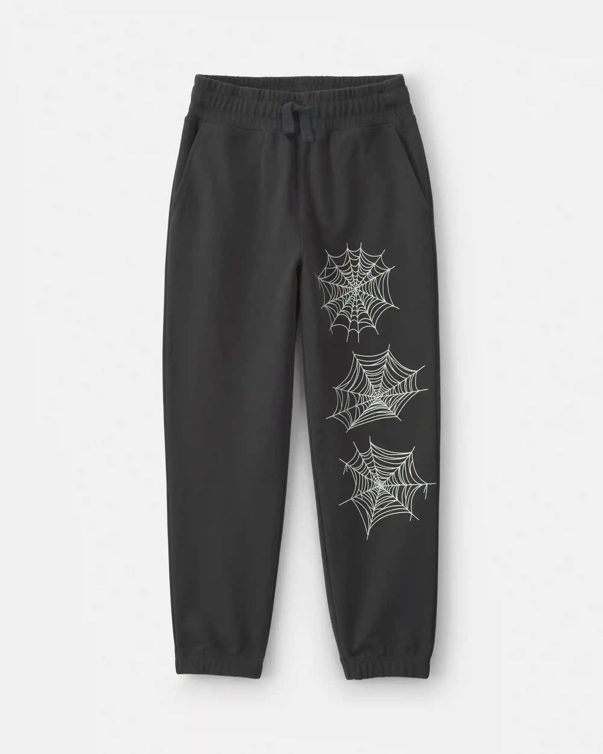 Boys Spider Web Halloween French Terry Joggers - Black