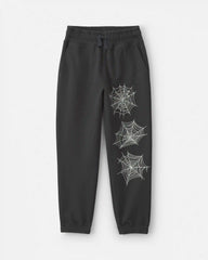 Boys Spider Web Halloween French Terry Joggers - Black
