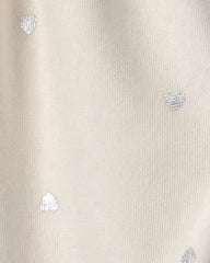 Baby Girl Metallic Heart Fleece Pants - Cream