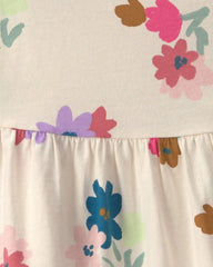 Toddler Girl Floral Short-Sleeve Dress - Cream