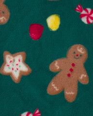Kids Christmas Gingerbread Loose Fit Pajama Hoodie - Green