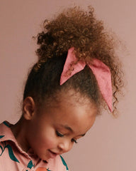 Toddler Girl 2-Pack Bow Scrunchies in Clementine Grove Print - Hot Pink/Rose
