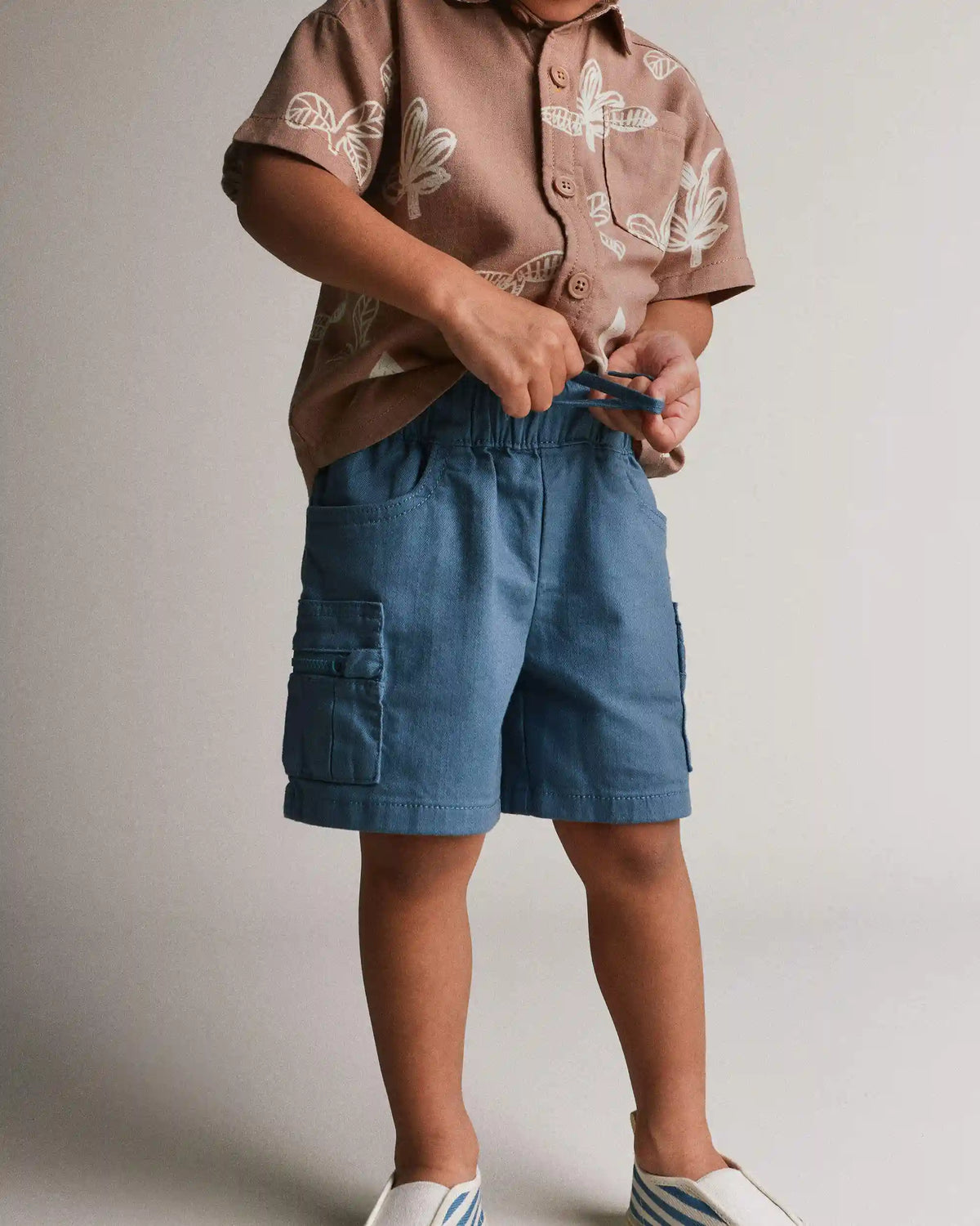 Toddler Boy Cargo Shorts with Zipper Pocket - Slate Blue