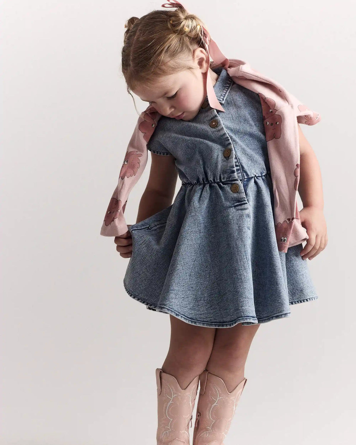 Toddler Avenue Twirl™ Denim Dress in Avenue Wash - Blue